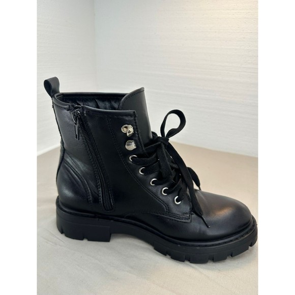 Madden Girl Gwinn Black Combat Boots Lace Up With Side Zipper Size 6.5 M - Picture 3 of 13